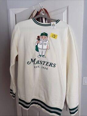 Masters 2026 Cream Crewneck Sweater with Embroidered Mascot Golf